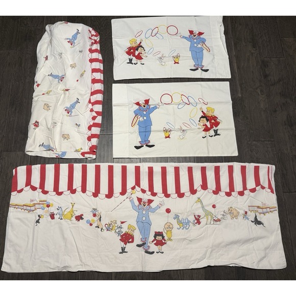 Wamsutta Fine Percale Other - Bozo The Clown Twin Bed Sheet Set Wamsutta Bigtop Circus Vintage TV Cartoon